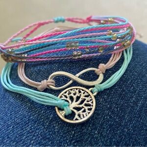 Set of 3 String Bracelets Infinity, Tree of Life & Beaded Multi Strand